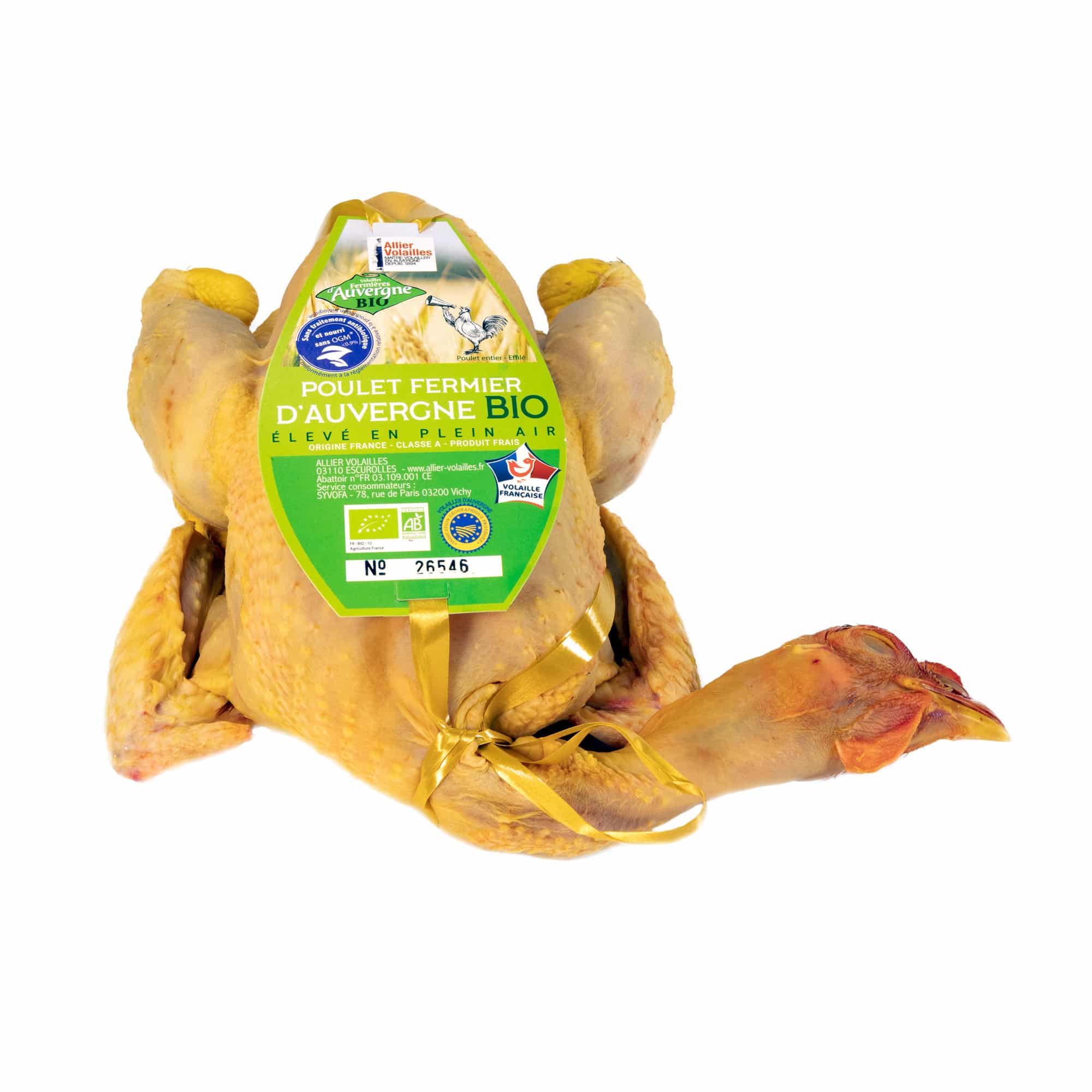 Poulet fermier jaune d'Auvergne BIO EFFILÉ